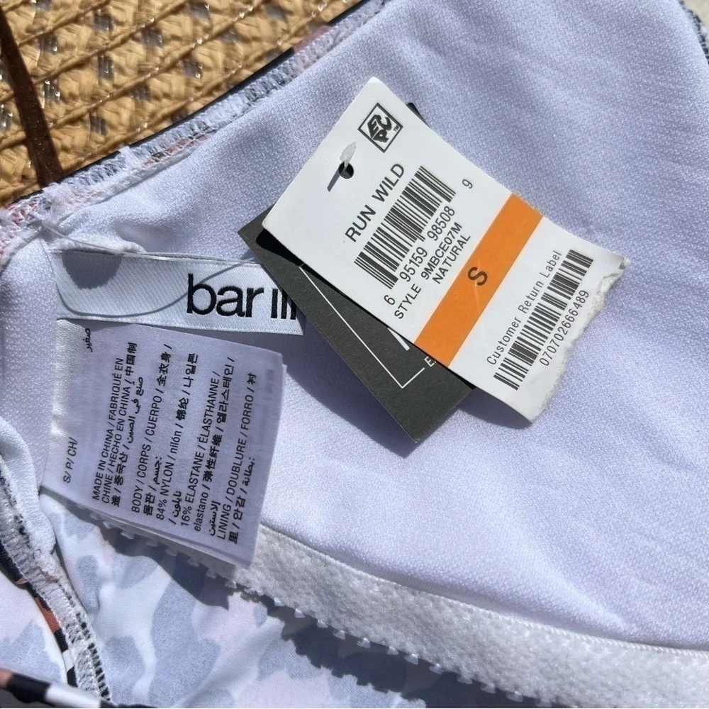 Bar III Leopard Print Halter One Piece Swimsuit Plunge Low Back Size S NWT